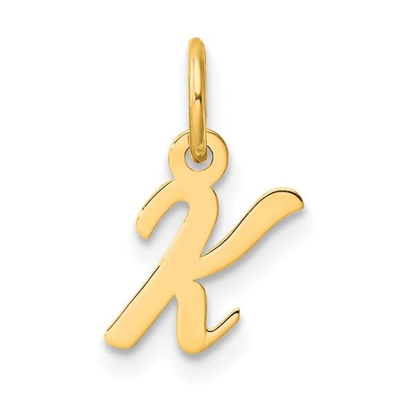 Kazi Luxury 14k Yellow Gold Small Script Letter K Initial Charm - Picture 1 of 4